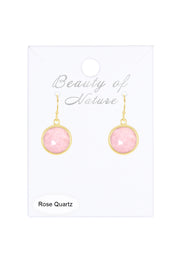 Rose Quartz Fancy Cut Round Earrings - GF