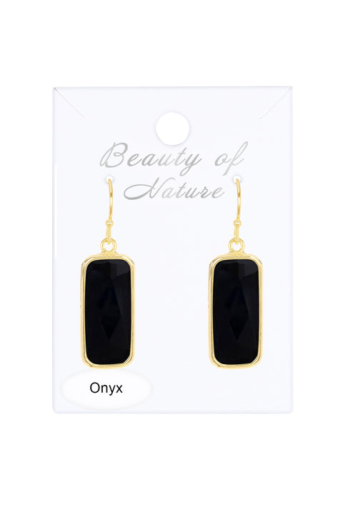 Black Onyx Rectangle Earrings - GF
