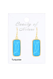 Turquoise Quartz Rectangle Earrings - GF