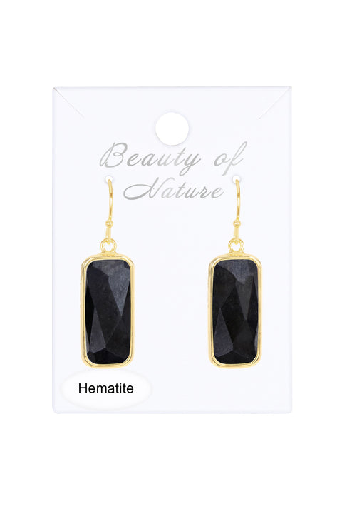 Hematite Rectangle Earrings - GF