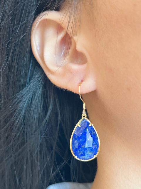 Lapis Pear Cut Earrings - GF