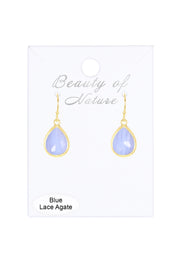 Blue Lace Agate Teardrop Earrings - GF