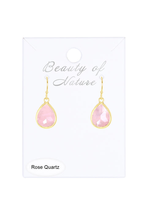 Rose Quartz Teardrop Earrings - GF
