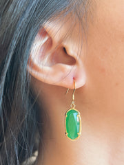 Green Chancedony Crystal Drop Earrings - GF