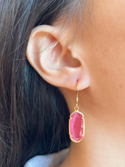 Pink Cat's Eye Drop Earrings - GF