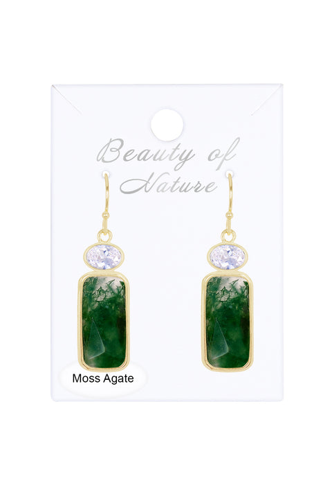 Moss Agate Drop Earrings - GF