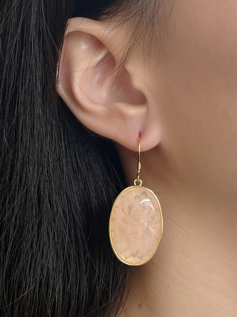 Rose Quartz Statement Earrings - GF