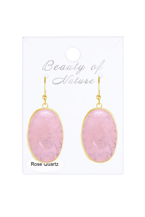 Rose Quartz Statement Earrings - GF