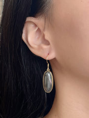 Hematite Oval Drop Earrings - GF