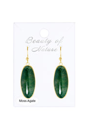 Moss Agate Oval Drop Earrings - GF