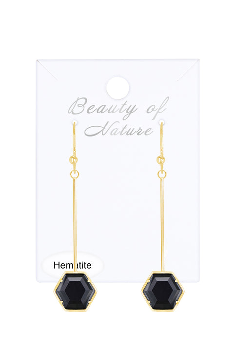 Hematite Pendulum Drop Earrings - GF