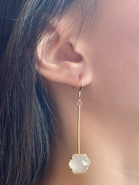 Mother Of Pearl Pendulum Drop Earrings - GF
