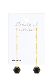 Hematite Pendulum Drop Earrings - GF