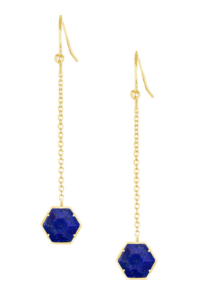 Lapis Pendulum Drop Earrings - GF