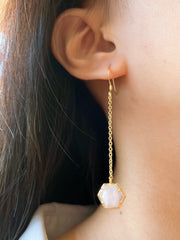 Rose Quartz Pendulum Drop Earrings - GF