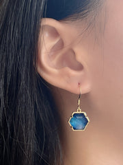 Labradorite Doublet Hexagon Drop Earrings - GF