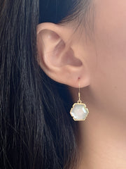Mother Of Pearl Hexagon Drop Earrings - GF
