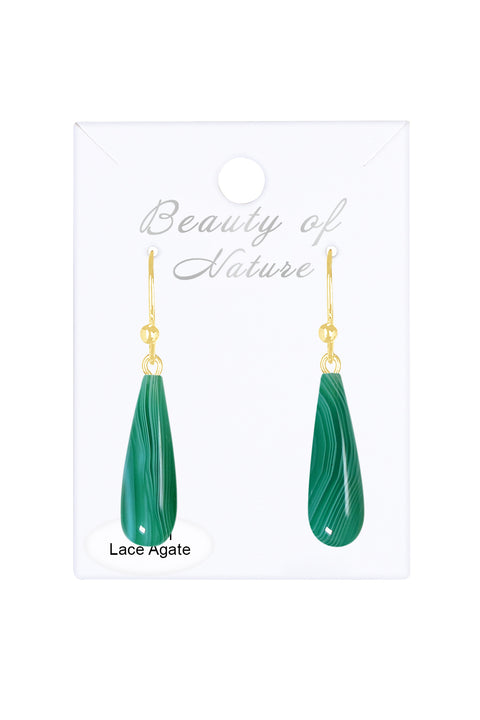 14k Vermeil & Green Lace Agate Drop Earrings - VM