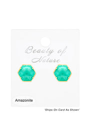 Amazonite Hexagon Post Earrings - GF