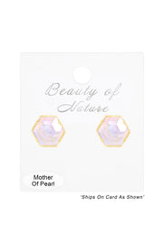 Mother Of Pearl Hexagon Post Earrings - GF
