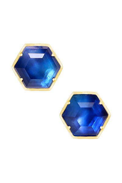 Labradorite Doublet Hexagon Post Earrings - GF