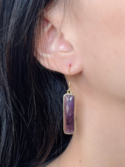 Amethyst Rectangle Drop Earrings - GF