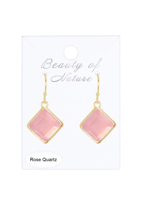 Rose Quartz Rachel Drop Earrings - GF