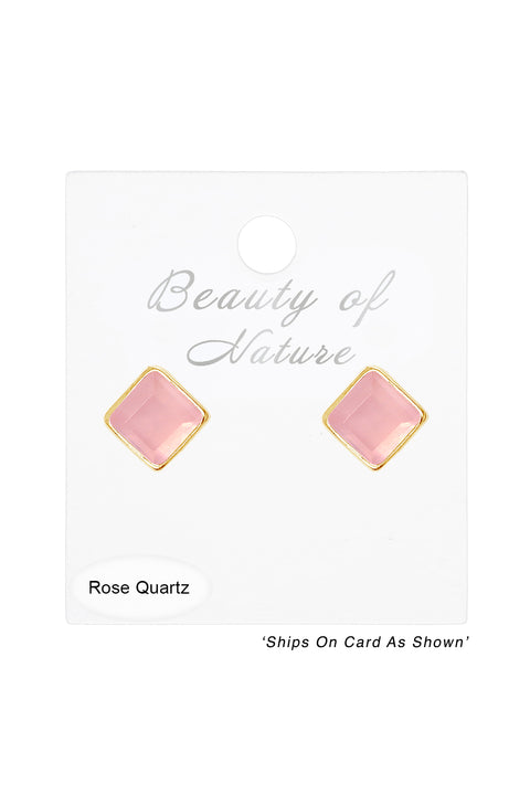 Rose Quartz Rachel Post Earrings - GF