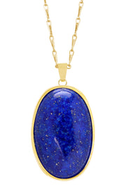 Lapis Cabochon Pendant Necklace - GF