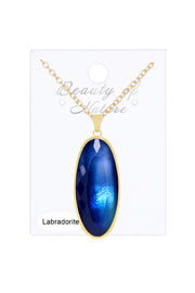 Labradorite Doublet Oval Shaped Necklace - GF