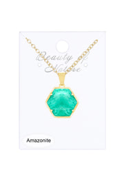 Amazonite Hexagon Pendant Necklace - GF