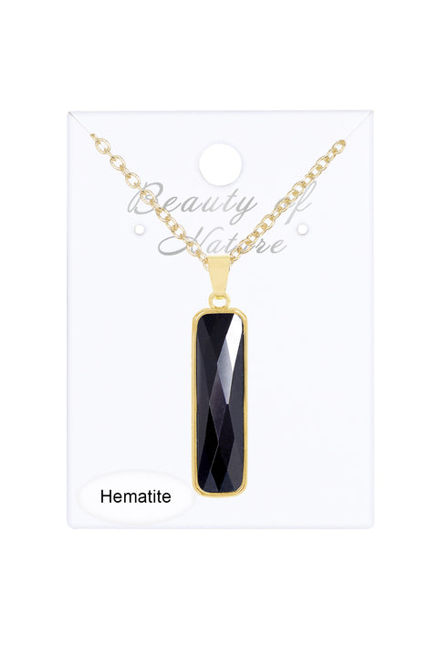 Hematite Rectangle Pendant Necklace - GF