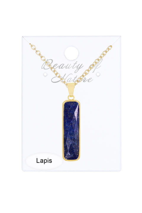 Lapis Rectangle Pendant Necklace - GF