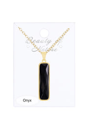 Black Onyx Rectangle Pendant Necklace - GF