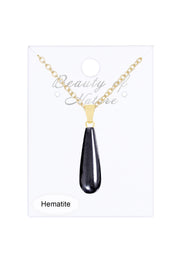 Hematite Pear Cut Pendant Necklace - GF