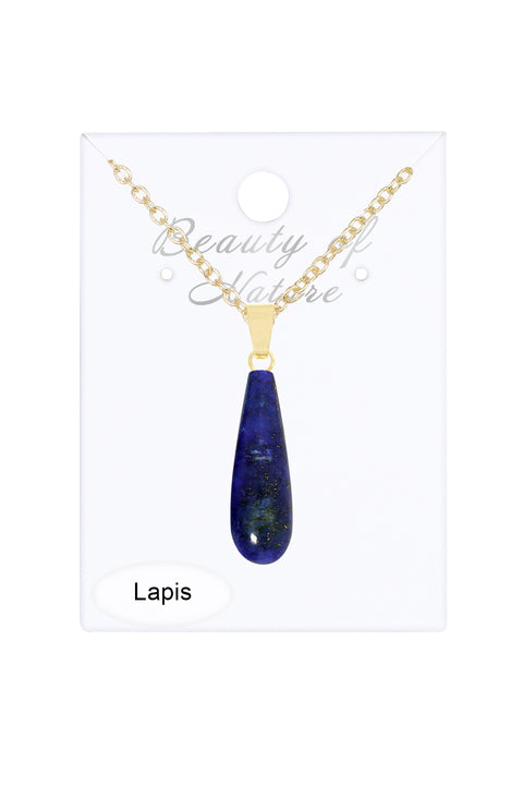 Lapis Pear Cut Pendant Necklace - GF