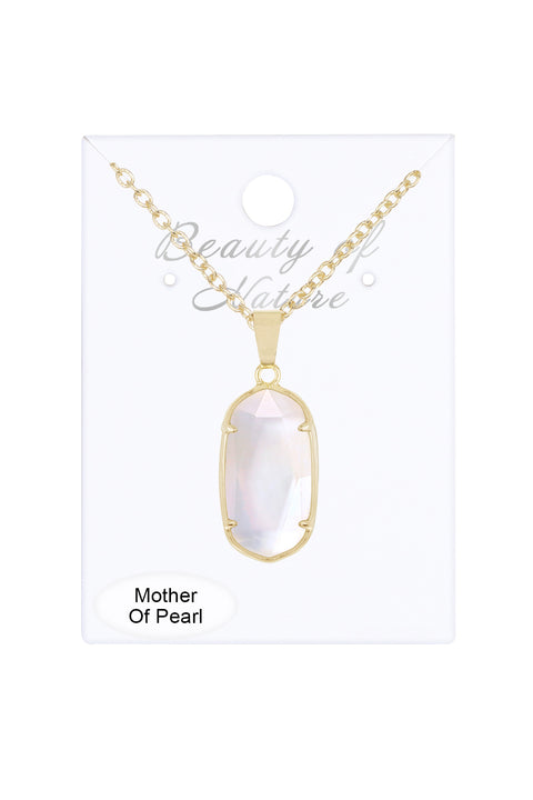 Mother Of Pearl Quartz Pendant Necklace - GF