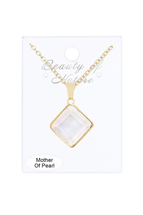 Mother Of Pearl Quartz Pendant Necklace - GF