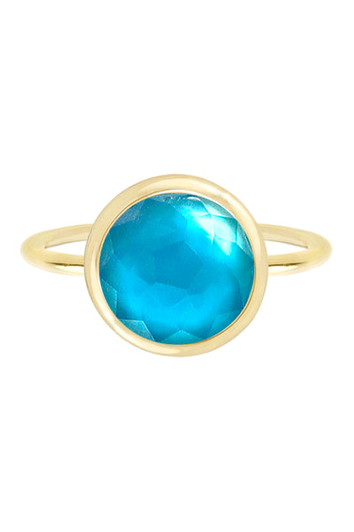 Blue Mother Of Pearl Round Ring - GF
