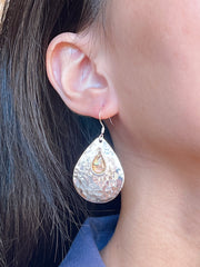 Abalone Hammered Drop Earrings - SF