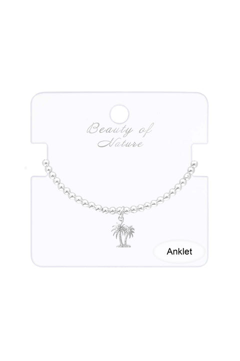 Palm Tree Charm Beaded Anklet - SF