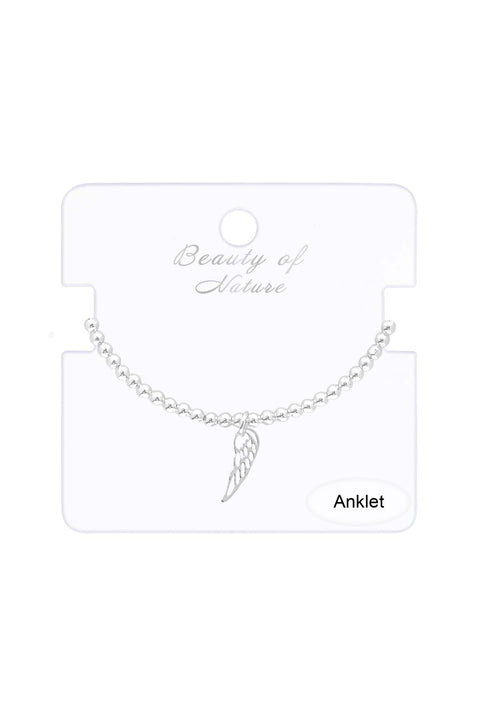 Feather Charm Beaded Anklet - SF