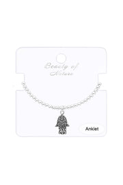 Hamsa Charm Beaded Anklet - SF