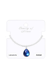 Labradorite Doublet Charm Beaded Anklet - SF