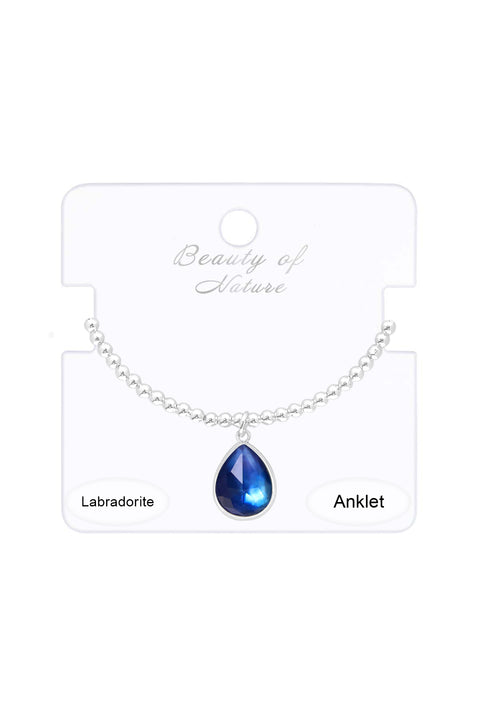 Labradorite Doublet Charm Beaded Anklet - SF