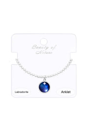Labradorite Doublet Charm Beaded Anklet - SF