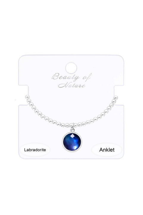 Labradorite Doublet Charm Beaded Anklet - SF