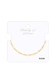 14k Gold Plated 2mm Figaro Chain Anklet - GP
