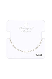 Silver Plated 2mm Figaro Chain Anklet - SP