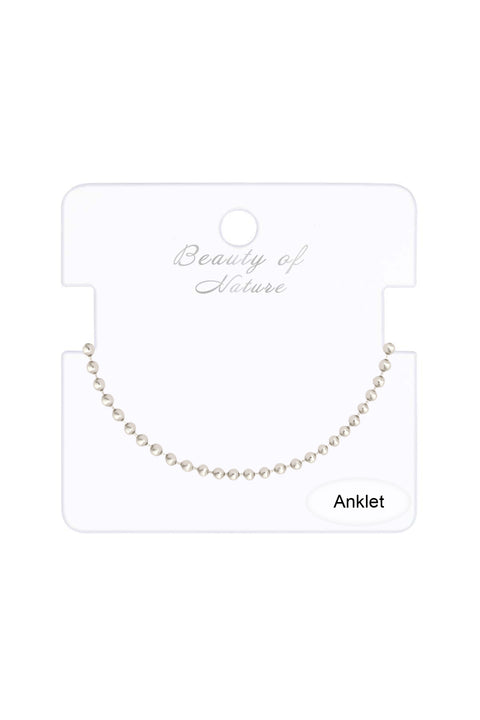 Silver Plated 2mm Bead Chain Anklet - SP
